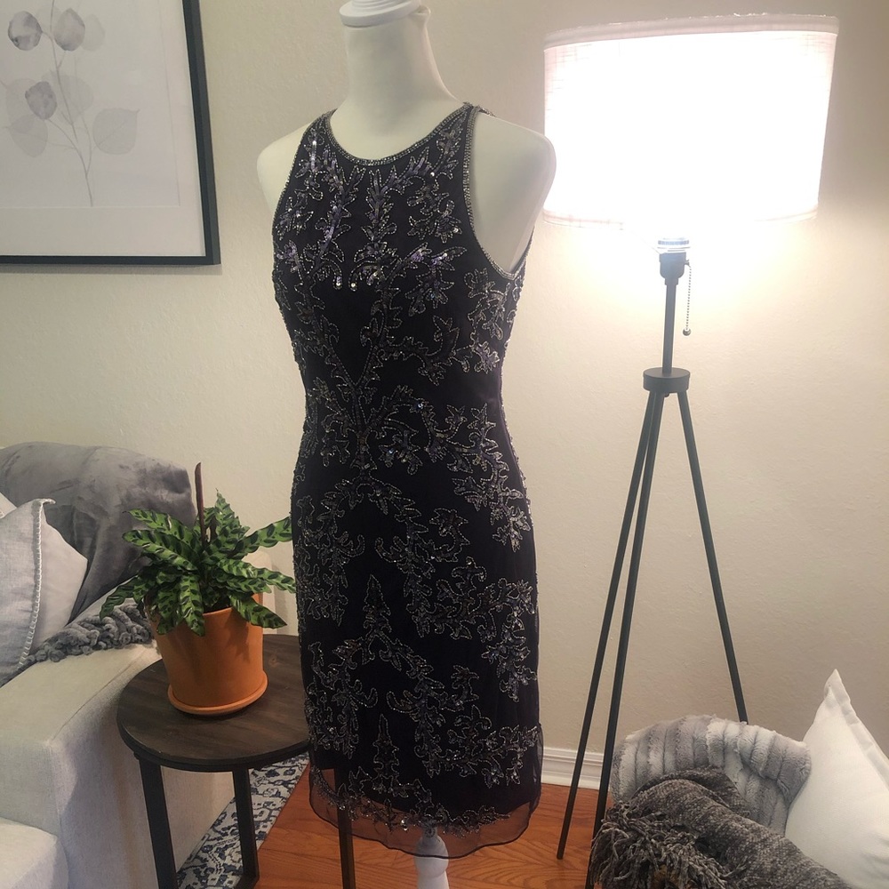 Beaded Adrianna Pappell cocktail dress